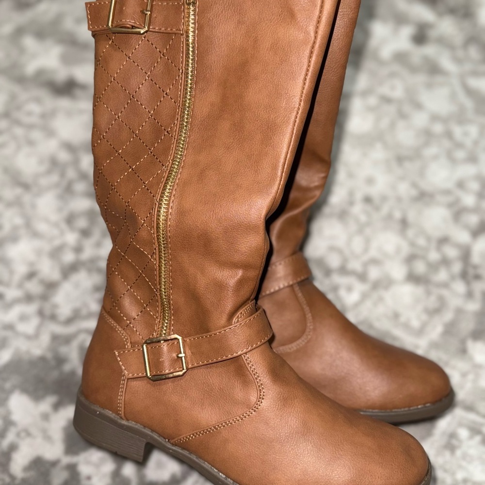 JCPenney Tan Over the Knee Boots with Buckle Detail